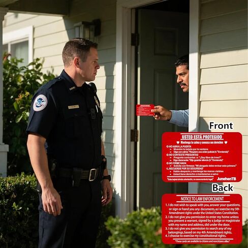 5 عبوات معدنية ثنائية اللغة تعرف على حقوقك (الإسبانية والإنجليزية)، بطاقة حمراء للهجرة من الألومنيوم، Tarjeta Roja Para Ingrates، أداة السلامة في مواجهة الشرطة والجليد، حماية التعديل الرابع والخامس (5) in Kuwait