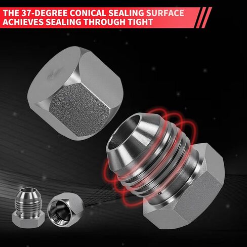 72PCS JIC Cap and Plug Set, 37 Degree Flare Thread Cap & Plug Assortment Set, Capping Off Hydraulic Lines, Carbon Steel, Size 4 6 8 10 12 16 in Kuwait