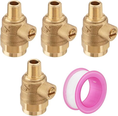 SPARKWHIZ 4 قطع 1/8 بوصة ذكر × 1/4 بوصة أنثى اختبار الديك مع شريط مانع للتسرب PTFE لصمامات التدفق الخلفي، متوافق مع موانع التدفق الخلفي للرش بموصل أنثى 1/4 بوصة in Saudi Arabia