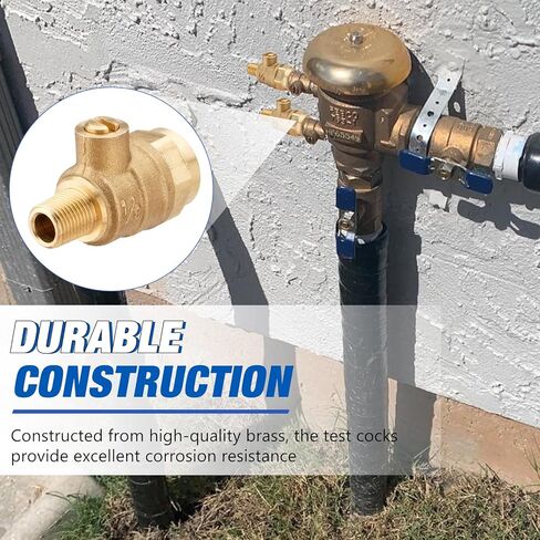 SPARKWHIZ 4 قطع 1/8 بوصة ذكر × 1/4 بوصة أنثى اختبار الديك مع شريط مانع للتسرب PTFE لصمامات التدفق الخلفي، متوافق مع موانع التدفق الخلفي للرش بموصل أنثى 1/4 بوصة in Saudi Arabia