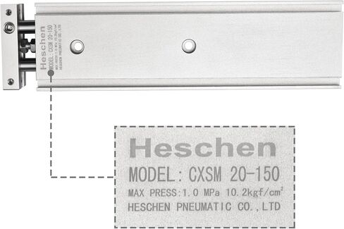 Heschen Dual Aluminum Air Cylinder CXSM 20-150 Guide Rod Plate Double Rod Guided Pneumatic Slide Bearing Cushioned 20mm Bore 150mm Stroke Double Acting in Kuwait