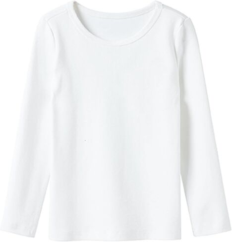 Toddler Kids Long Sleeve Crew Neck T-Shirts Basic Soft Thick Comfort Tops | Soft Brushed Cotton Tee for Boys & Girls, Breathable Stretch,Warm Tops for Fall and Winter in Saudi Arabia