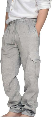 Boys Cargo Pants with Pockets Elastic Waist Baggy Sweatpants Kids Athletic Joggers Back to School Teen Boy Clothes in Saudi Arabia