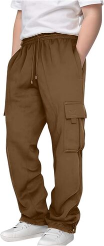 Boys Cargo Pants with Pockets Elastic Waist Baggy Sweatpants Kids Athletic Joggers Back to School Teen Boy Clothes in Saudi Arabia