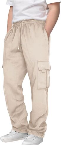 Boys Cargo Pants with Pockets Elastic Waist Baggy Sweatpants Kids Athletic Joggers Back to School Teen Boy Clothes in Saudi Arabia