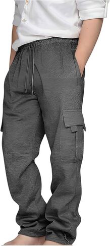 Boys Cargo Pants with Pockets Elastic Waist Baggy Sweatpants Kids Athletic Joggers Back to School Teen Boy Clothes in Saudi Arabia
