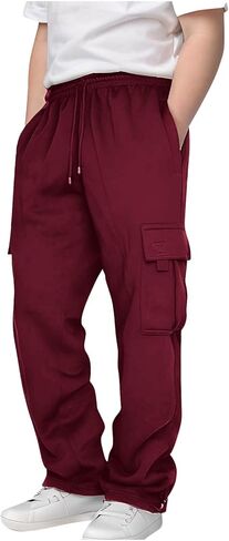 Boys Cargo Pants with Pockets Elastic Waist Baggy Sweatpants Kids Athletic Joggers Back to School Teen Boy Clothes in Saudi Arabia