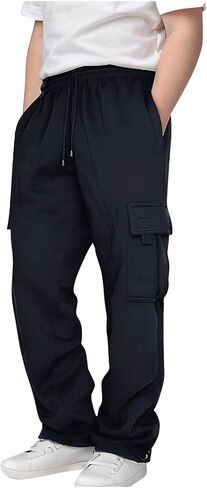 Boys Cargo Pants with Pockets Elastic Waist Baggy Sweatpants Kids Athletic Joggers Back to School Teen Boy Clothes in Saudi Arabia