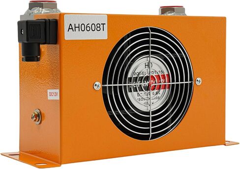 AH0608T 12V DC مبرد الزيت الهيدروليكي 60 لتر / دقيقة، 38 وات 1.3 متر مكعب منطقة تبريد الزعانف الخارجية 170 مم / 6.69 بوصة قطر المروحة المبرد بالهواء المبرد ZG3 / 4 آلة تبريد زيت الهواء in Kuwait