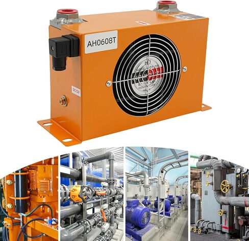 AH0608T 12V DC مبرد الزيت الهيدروليكي 60 لتر / دقيقة، 38 وات 1.3 متر مكعب منطقة تبريد الزعانف الخارجية 170 مم / 6.69 بوصة قطر المروحة المبرد بالهواء المبرد ZG3 / 4 آلة تبريد زيت الهواء in Kuwait