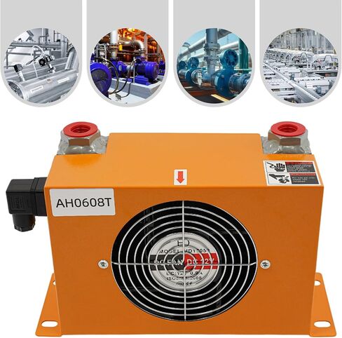 AH0608T 12V DC مبرد الزيت الهيدروليكي 60 لتر / دقيقة، 38 وات 1.3 متر مكعب منطقة تبريد الزعانف الخارجية 170 مم / 6.69 بوصة قطر المروحة المبرد بالهواء المبرد ZG3 / 4 آلة تبريد زيت الهواء in Kuwait