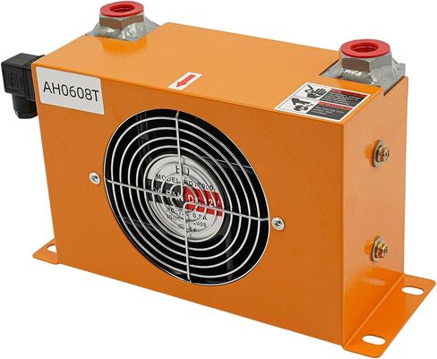 AH0608T 12V DC مبرد الزيت الهيدروليكي 60 لتر / دقيقة، 38 وات 1.3 متر مكعب منطقة تبريد الزعانف الخارجية 170 مم / 6.69 بوصة قطر المروحة المبرد بالهواء المبرد ZG3 / 4 آلة تبريد زيت الهواء in Kuwait