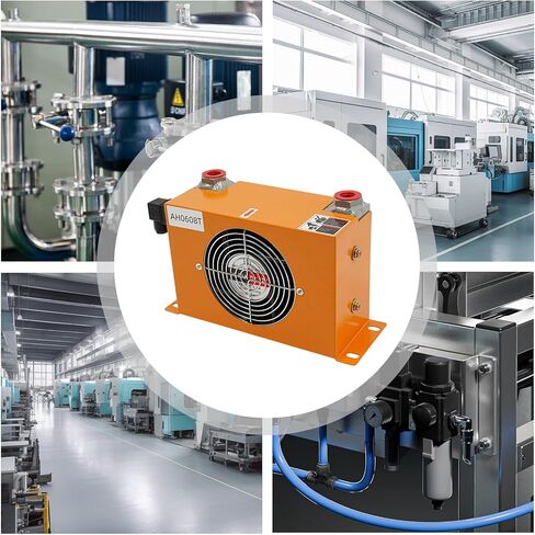 AH0608T 12V DC مبرد الزيت الهيدروليكي 60 لتر / دقيقة، 38 وات 1.3 متر مكعب منطقة تبريد الزعانف الخارجية 170 مم / 6.69 بوصة قطر المروحة المبرد بالهواء المبرد ZG3 / 4 آلة تبريد زيت الهواء in Kuwait