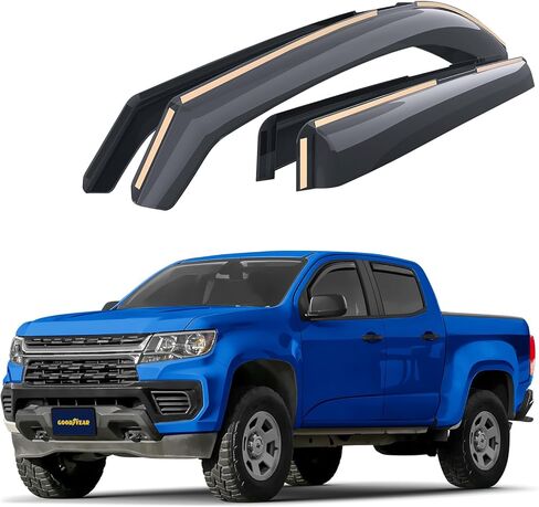 Goodyear Shatterproof in-Channel Window Deflectors for Trucks Chevrolet (Chevy) Colorado/GMC Canyon 2015-2022 Crew Cab, Rain Guards, Window Visors, Vent Deflector,Truck Accessories,4pcs.-GY003429LP in Saudi Arabia