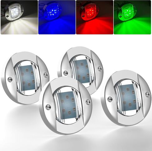 PSEQT 6Pcs 6LED RGBW Boat Courtesy Lights, 4-color 3'' Round Waterproof Marine Interior Deck Transom Stern Navigation Lights for Pontoon Fishing Boat Bass Sailboat Kayak Yacht in Saudi Arabia