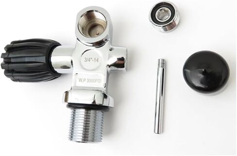 Scuba Tank Valve 4500psi, Brass Chrome Plated Diving Cylinder Valve with 3 4-14 Thread, Safety Pressure Relief Explosion-Proof Design, Silver in Saudi Arabia