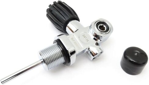 Scuba Tank Valve 4500psi, Brass Chrome Plated Diving Cylinder Valve with 3 4-14 Thread, Safety Pressure Relief Explosion-Proof Design, Silver in Saudi Arabia