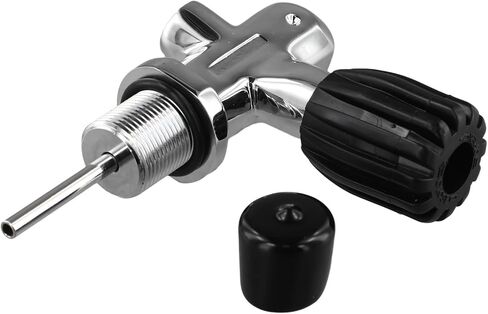 Scuba Tank Valve 4500psi, Brass Chrome Plated Diving Cylinder Valve with 3 4-14 Thread, Safety Pressure Relief Explosion-Proof Design, Silver in Saudi Arabia