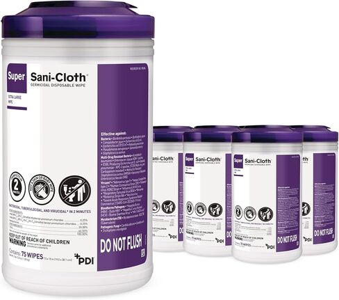Super Sani-Cloth Surface Disinfectant Cleaner Wipe Canister Alcohol Scent 75 Ct P86984 in Saudi Arabia