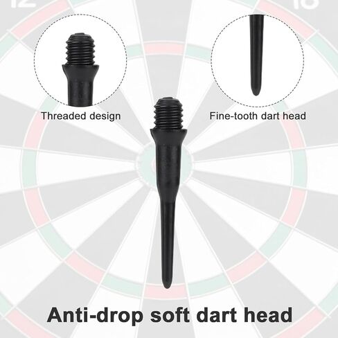 300 قطعة 2BA من نقاط رمي السهام ذات طرف ناعم، أطراف رمي السهام بديلة من البلاستيك الأسود لملحقات لوحة رمي السهام سهلة التركيب in Kuwait