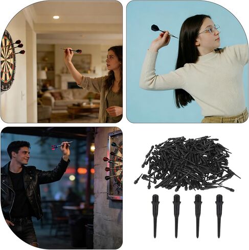 300 قطعة 2BA من نقاط رمي السهام ذات طرف ناعم، أطراف رمي السهام بديلة من البلاستيك الأسود لملحقات لوحة رمي السهام سهلة التركيب in Kuwait