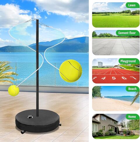 [ترقية 2026] مجموعة Tetherball للتنس وTetherball، معدات كرة Tetherball شديدة التحمل مع عمود ارتفاع قابل للتعديل 95 بوصة، كرتان تنس، 2 مضارب، 1 ​​كرة Tetherball بحبل، للفناء الخلفي أو الشاطئ أو المنزل in Kuwait