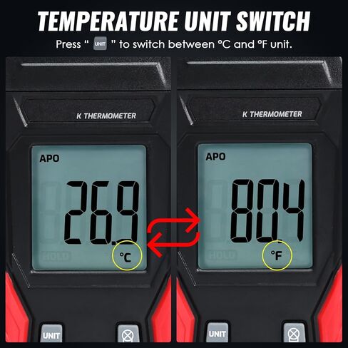 مقياس حرارة مزدوج رقمي من النوع K، مقياس درجة الحرارة HVAC، -328 درجة فهرنهايت ~ 2501 درجة فهرنهايت نطاق قناة واحدة من النوع K مع المزدوجات الحرارية ومقياس مشبك أنابيب مسبار الرصاص -40 درجة فهرنهايت ~ 392 درجة فهرنهايت in Saudi Arabia