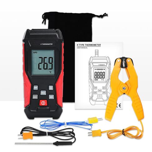 مقياس حرارة مزدوج رقمي من النوع K، مقياس درجة الحرارة HVAC، -328 درجة فهرنهايت ~ 2501 درجة فهرنهايت نطاق قناة واحدة من النوع K مع المزدوجات الحرارية ومقياس مشبك أنابيب مسبار الرصاص -40 درجة فهرنهايت ~ 392 درجة فهرنهايت in Saudi Arabia