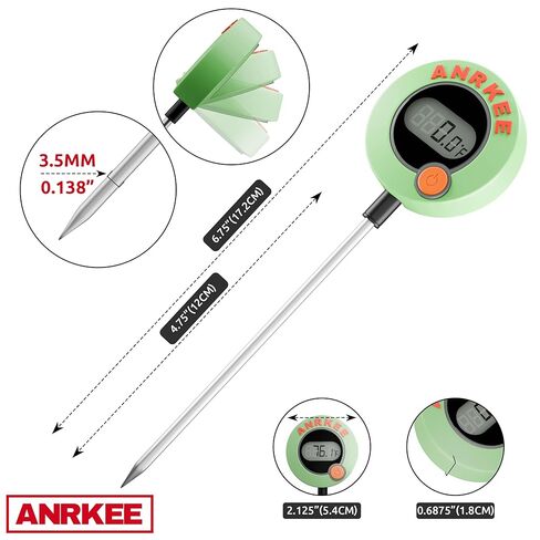 Glow in The Dark HVAC Digital Temperature Test Thermometer with LCD Display and Magnetic Mount, Fahrenheit and Celsius, Foldable Display, Probe Tip Protector and Hanging Mount in Saudi Arabia