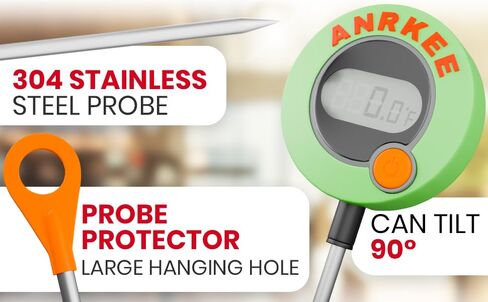 Glow in The Dark HVAC Digital Temperature Test Thermometer with LCD Display and Magnetic Mount, Fahrenheit and Celsius, Foldable Display, Probe Tip Protector and Hanging Mount in Saudi Arabia