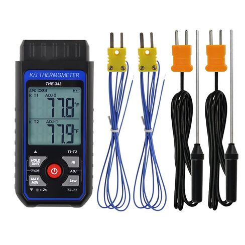 Thermocouple Thermometer Digital K/J Type with 4 K Type Thermocouple, HVAC Thermometer with Alarm & Adj Compensation, Temperature Meter -328°F ~ 2501°F Measuring Range in Saudi Arabia