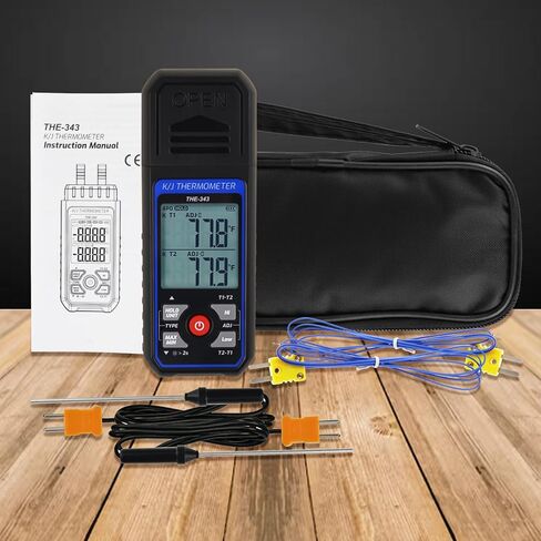 Thermocouple Thermometer Digital K/J Type with 4 K Type Thermocouple, HVAC Thermometer with Alarm & Adj Compensation, Temperature Meter -328°F ~ 2501°F Measuring Range in Saudi Arabia