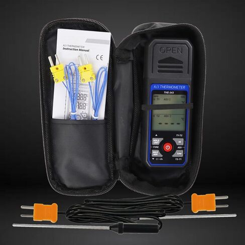 Thermocouple Thermometer Digital K/J Type with 4 K Type Thermocouple, HVAC Thermometer with Alarm & Adj Compensation, Temperature Meter -328°F ~ 2501°F Measuring Range in Saudi Arabia