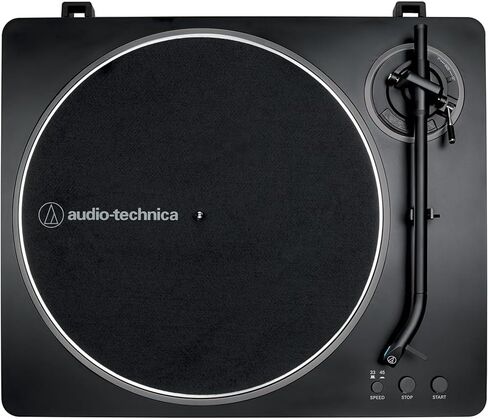 Audio-Technica AT-LP70X-BG قرص دوار أوتوماتيكي بالكامل يعمل بالحزام، حزمة سوداء/فضية مع حل العناية بالسجلات، مجموعة تنظيف معدات ديكو، ستروبوسكوب ومثبت التسجيل in Saudi Arabia