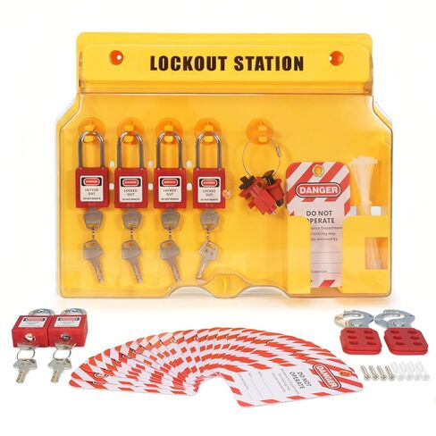 71-piece Lock Out Tag Out Station,Lockout Tagout Kit,with 6 Safety Padlocks, 2 Hasps,2 Small Breaker，30 Lockout Tags, 30 Nylon Ties,Loto Station,Lockout Tagout Locks,Loto kit,Breaker Lock in Kuwait