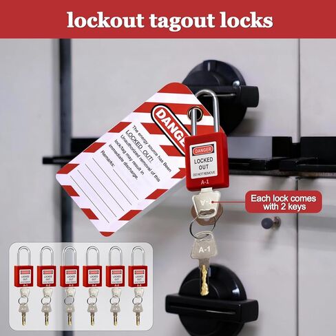 71-piece Lock Out Tag Out Station,Lockout Tagout Kit,with 6 Safety Padlocks, 2 Hasps,2 Small Breaker，30 Lockout Tags, 30 Nylon Ties,Loto Station,Lockout Tagout Locks,Loto kit,Breaker Lock in Kuwait