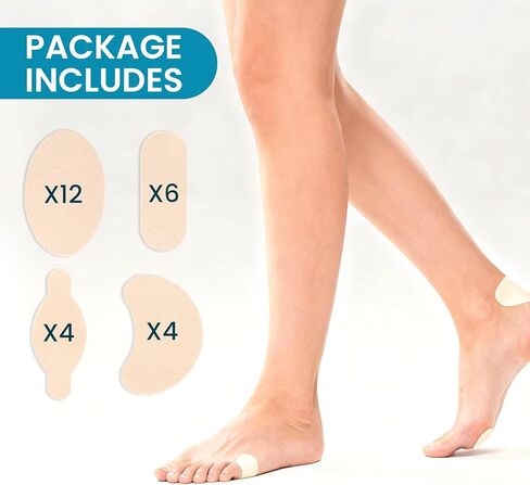 Povihome Moleskin Strips Adhesive Pads Blister Prevention Mole Skin Tape Stickers for Feet Heel Protection, Soft Patches Prevent Rubbing, Blisters, Callus - 26 Sheets of 4 Shapes，Beige in Kuwait