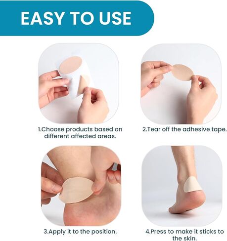 Povihome Moleskin Strips Adhesive Pads Blister Prevention Mole Skin Tape Stickers for Feet Heel Protection, Soft Patches Prevent Rubbing, Blisters, Callus - 26 Sheets of 4 Shapes，Beige in Kuwait