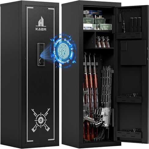 KAER 12-16 Gun Safe - Biometric Fingerprint Gun Safe for Rifles and Pistols, Large Rifle Safe with Adjustable Gun Racks, Quick Access Gun Cabinet for Shotguns (Unassembled) in Saudi Arabia