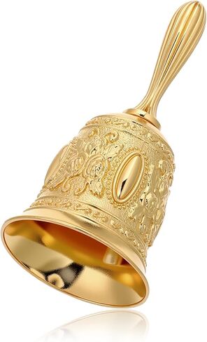 Gold Vintage Engraved Hand Bell, Super Loud Alloy Copper Bell, Multi-Purpose Gold Bells for Wedding, Dinner, Classroom, Meditation in Saudi Arabia