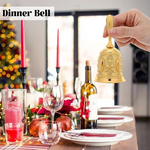 Gold Vintage Engraved Hand Bell, Super Loud Alloy Copper Bell, Multi-Purpose Gold Bells for Wedding, Dinner, Classroom, Meditation in Saudi Arabia