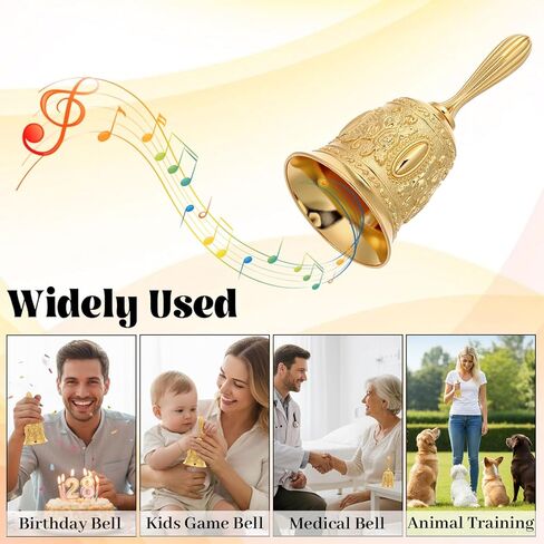 Gold Vintage Engraved Hand Bell, Super Loud Alloy Copper Bell, Multi-Purpose Gold Bells for Wedding, Dinner, Classroom, Meditation in Saudi Arabia