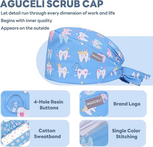Colorful Heart Printed Women's Scrub Caps,Adjustable Medical Caps,Cute and Breathable Scrub Cap,Surgical Caps in Saudi Arabia