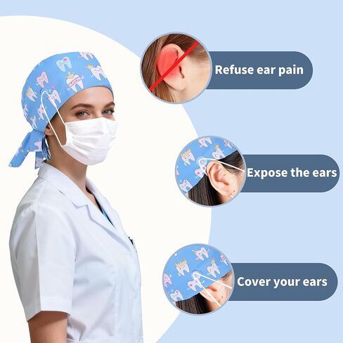 Colorful Heart Printed Women's Scrub Caps,Adjustable Medical Caps,Cute and Breathable Scrub Cap,Surgical Caps in Saudi Arabia
