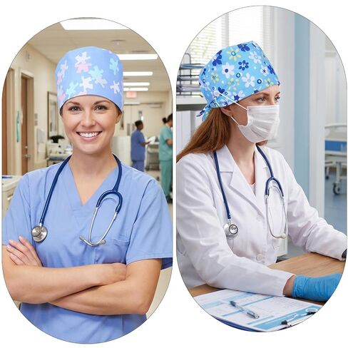 2 قطعة قبعة فرك للجنسين، قبعات ممرضة قابلة للتعديل، قبعة عمل مرنة من الخلف مع أزرار، قبعات فرك للرجال، قبعات ممرضة، عصابة رأس للنساء والرجال in Kuwait
