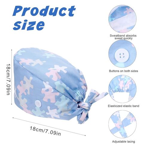 2 قطعة قبعة فرك للجنسين، قبعات ممرضة قابلة للتعديل، قبعة عمل مرنة من الخلف مع أزرار، قبعات فرك للرجال، قبعات ممرضة، عصابة رأس للنساء والرجال in Kuwait