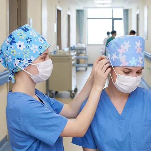 2 قطعة قبعة فرك للجنسين، قبعات ممرضة قابلة للتعديل، قبعة عمل مرنة من الخلف مع أزرار، قبعات فرك للرجال، قبعات ممرضة، عصابة رأس للنساء والرجال in Kuwait