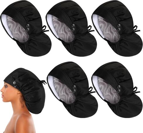 6 Pcs Extra Large Satin Lined Scrub Caps for Women Long Hair Nurse Surgical Hat with Button Working Adjustable in Saudi Arabia