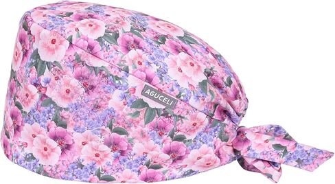 Scrub Caps for Women,Adjustable Surgical Nurse Cap with Button,Scrub Hats Women with Sweatband,Flower Pattern in Saudi Arabia