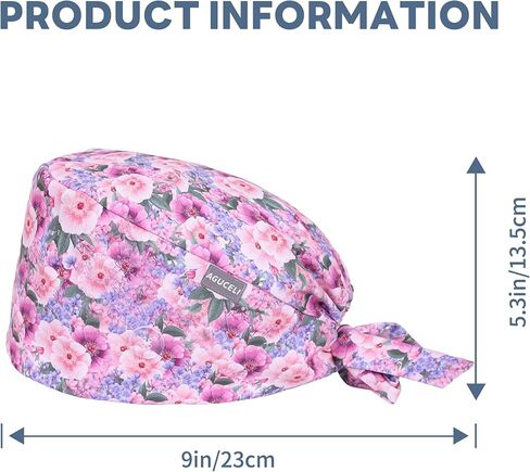 Scrub Caps for Women,Adjustable Surgical Nurse Cap with Button,Scrub Hats Women with Sweatband,Flower Pattern in Saudi Arabia
